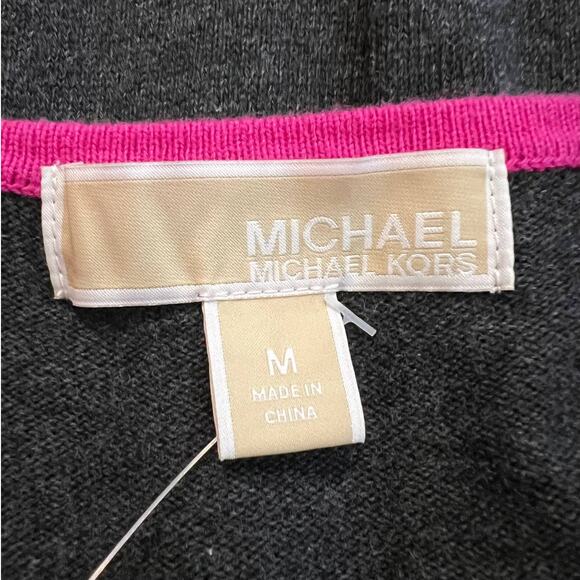 MIchael Kors Sweater Dress Size M Gray and Hot Pink Color Block NEW - Picture 5 of 8
